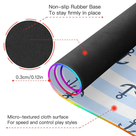Anchor Wireless Charging Mouse Pad for Mobile Phone Extra Large Gaming Mousepad with 13 Lighting Modes Mouse Mat for Gaming MacBook PC Laptop Desk Office Home