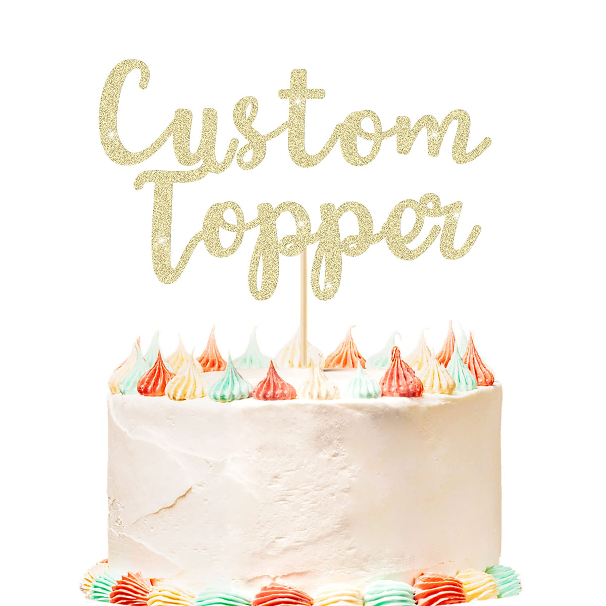 Personalized Cake Topper Birthday Cake Toppers 11 Colours Wedding Cake Topper with Any Text Age Glitter Double Sided Cake Decoration for Anniversary Baby Shower Graduation(Champagne Gold)