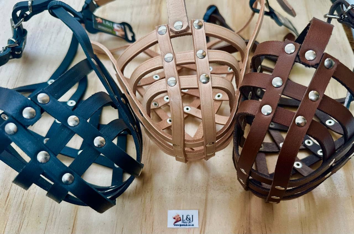 Genuine Leather Dog Muzzle for American Bully, Bully XL and other similar snout (Brown Leather, AB2)