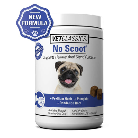 Vet Classics No Scoot Dog Supplements for Healthy Anal Gland Function - Support Normal Bowel Functions, Anal Glands - Increases Daily Fiber Intake for Dogs - 120 Soft Chews