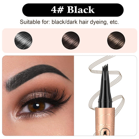 Generic 2PCS Eyebrow Pencil, Eyebrow Pen, Liquid Waterproof Eyebrow Pencil, Smudge-Proof Brow Pencil with 4 Tip Microblading Eyebrow Pen Long-Lasting (Black)