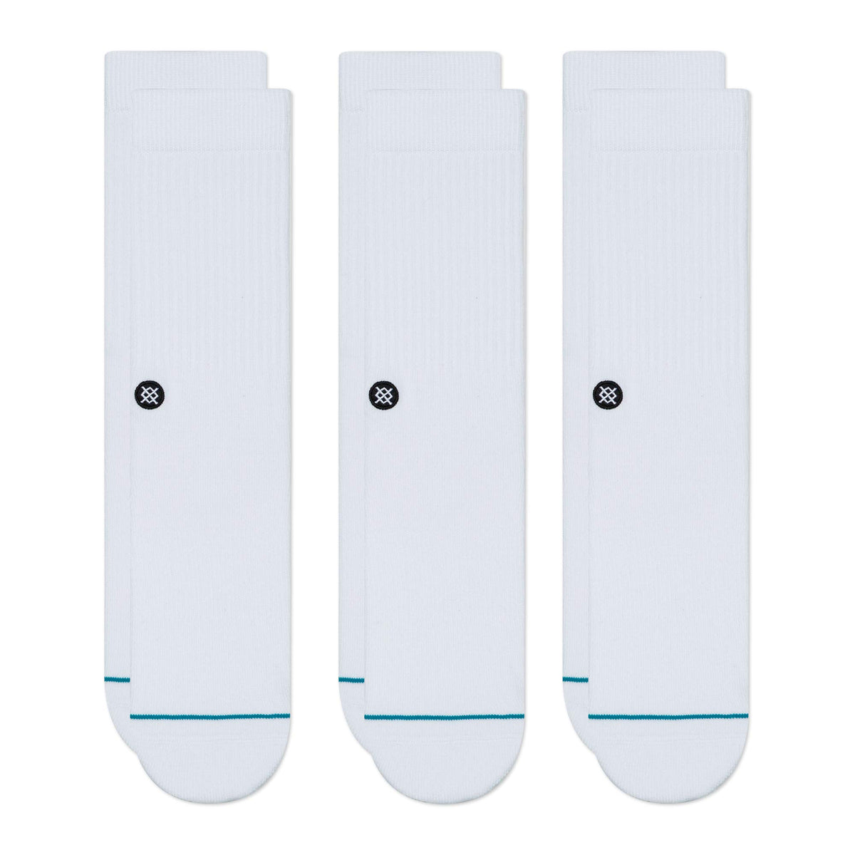 Stance Crew Sock - Icon - 3 Pack (Large, White)