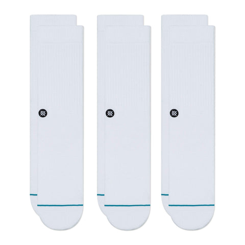 Stance Crew Sock - Icon - 3 Pack (Large, White)