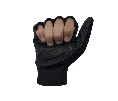 Shelly Wheelchair Gloves Real Leather Palm Gloves Mobility Padded Gloves Breathable, Fingerless Bike Gloves with Anti-Slip Grip Lightweight Cycling Gloves (Black, Medium)