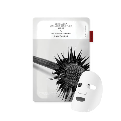 RAWQUEST- Echinacea Korean Face Mask Sheet (1ea) for Anti-Aging, Deep Hydration, Moisture, Wrinkle improvement & Brightening w/Hyaluronic Acid & Madecassoside for Dry, Sensitive & Acne-Prone Skin