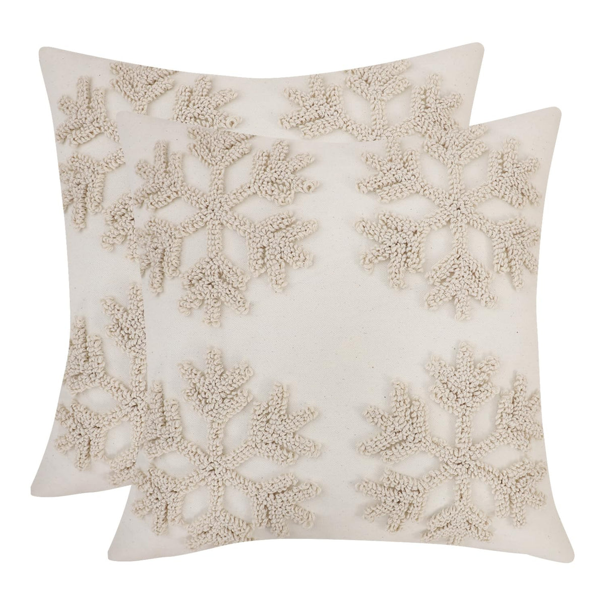 LUOYEHK Christmas Pillow Covers 18x18 Set of 2 Farmhouse Rustic Snowflakes Decorative Throw Pillows Winter Holiday Merry Christmas Cushion Covers for Couch Sofa Bed