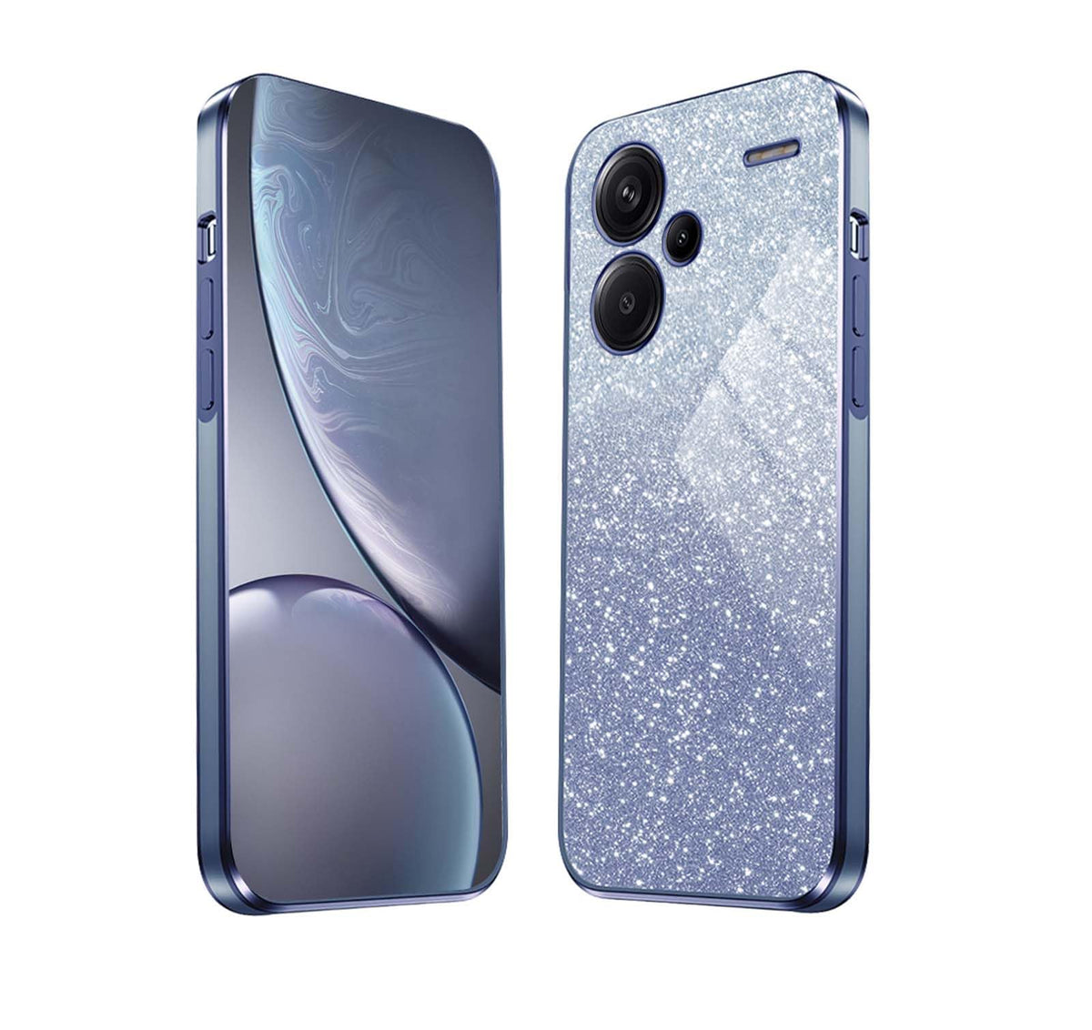 HAOYE Case for Xiaomi Redmi Note 13 Pro 5G / Poco X6 5G, Slim Silicon TPU Electroplated Frame Cover, Anti-Scratch Shockproof Protective Shell with Shiny Sticker. Blue