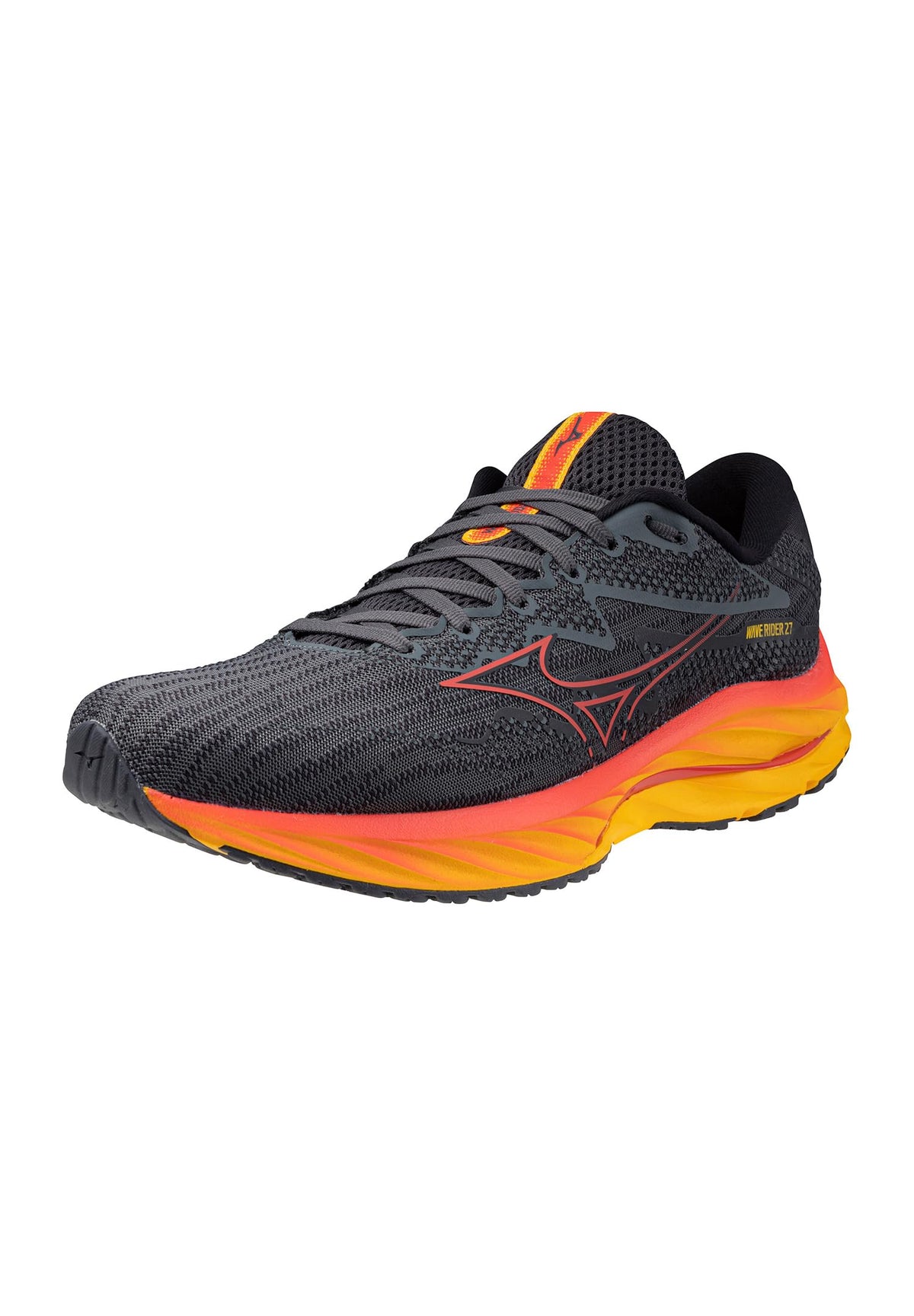 Mizuno Wave Rider 27, Men's Running Shoe (Turbulence/Cayenne/Citrus, EU Footwear Size System, Adult, Size, Medium, 45), Black, 11 US