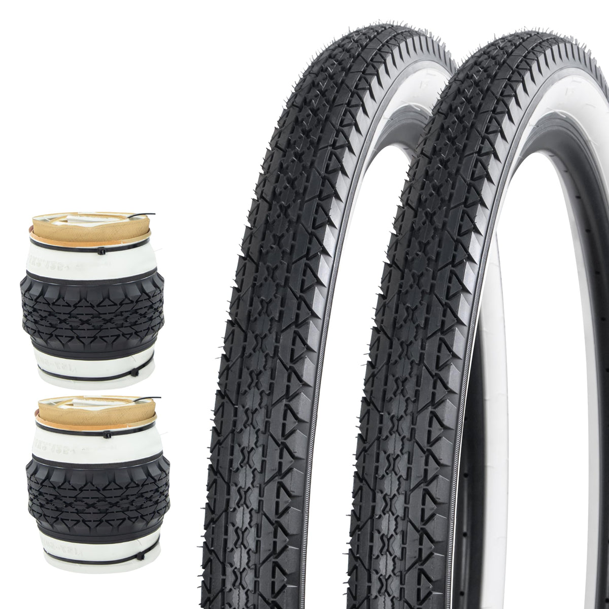Meghna Pair MTB Tyre 24/26x2.125 Inch,57-559 Pack of 2 Foldable tyre for Mountain Bike/City Bike/Road Bike