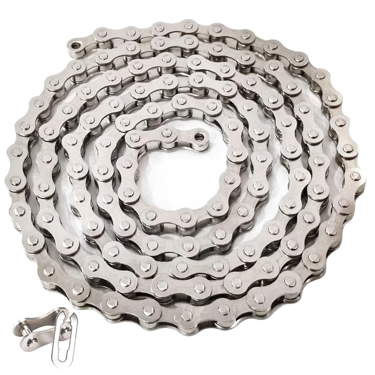 RainFlowwer Bike Chain Single Speed, 1/2" x 1/8" 114 Links for Road Bike Mountain Bike, Silver