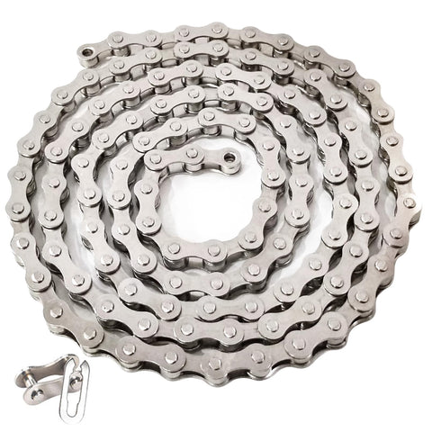 RainFlowwer Bike Chain Single Speed, 1/2" x 1/8" 114 Links for Road Bike Mountain Bike, Silver