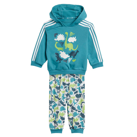 adidas Unisex Dino Camo Allover Print French Terry Jogger Set Youth/Baby Jogger, Arctic Fusion/White, 0-3 Months