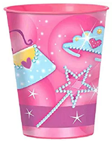 Amscan Dainty Princess Birthday Party Plastic Cup Tableware Favor (1 Piece), 16 oz, Pink