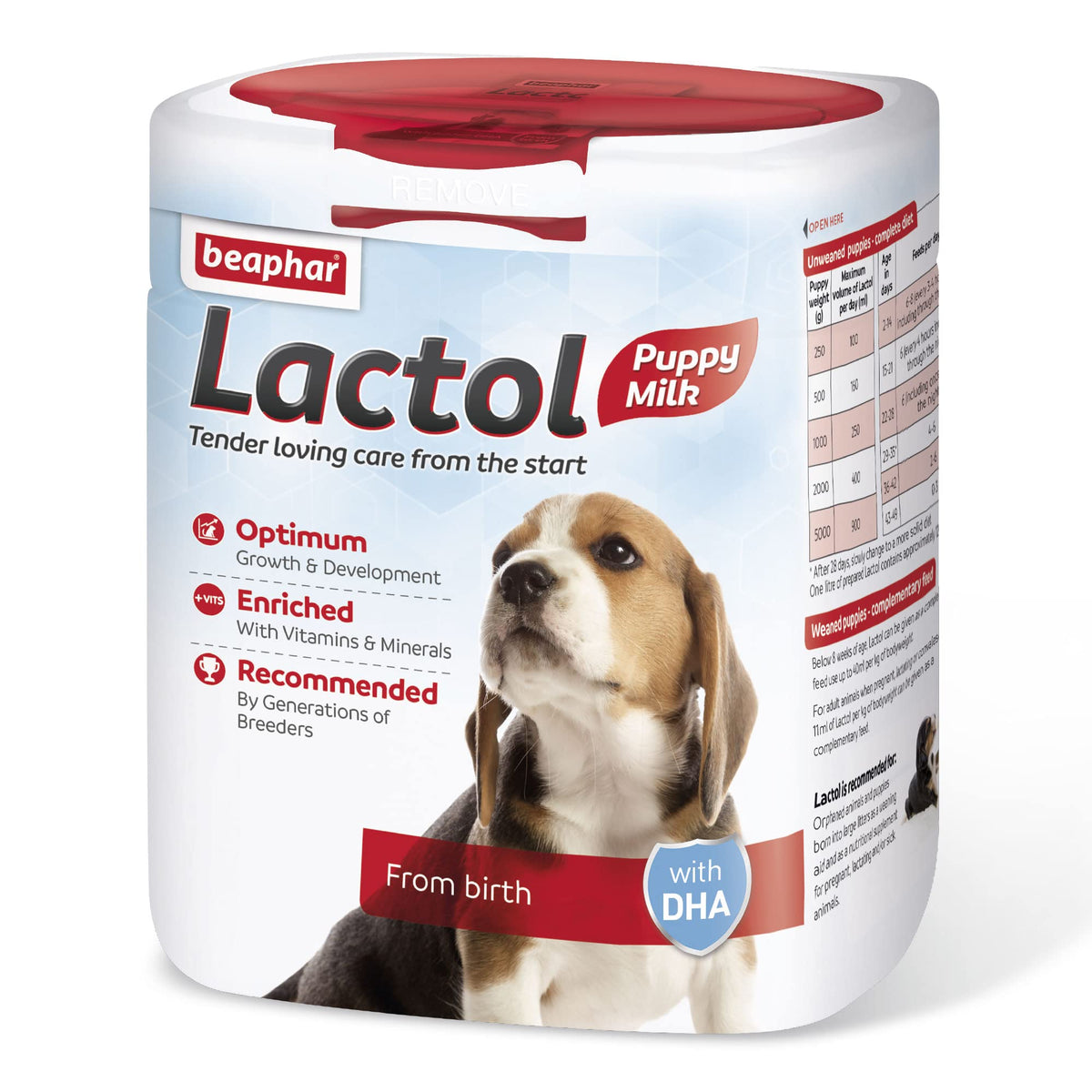 Beaphar | Lactol Puppy Milk Replacer | Complete Nutritious Feed for Newborn, Weaning & Hand Rearing Puppies | Includes DHA | Enriched with Vitamins & Minerals | 500g