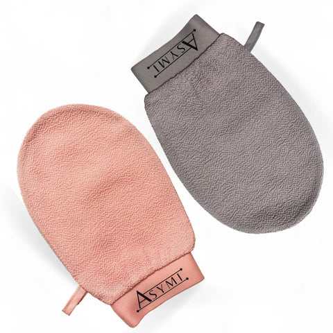Asymi Deep Exfoliating Glove - Reusable Exfoliating Mitt for Dead Skin Removal (Keratosis Pilaris Strawberry Legs Ecologic body care) Vegan Body Scrub SPA body Treatment (Rose Peach), 1.0 Count