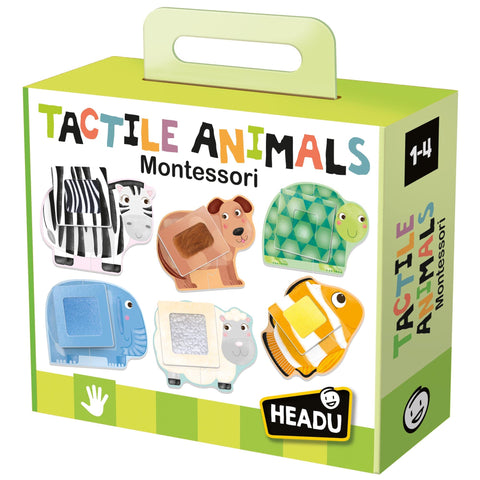 Headu IT20188 Tactile Animals Montessori Puzzle 1-4 Years, Multi-Coloured