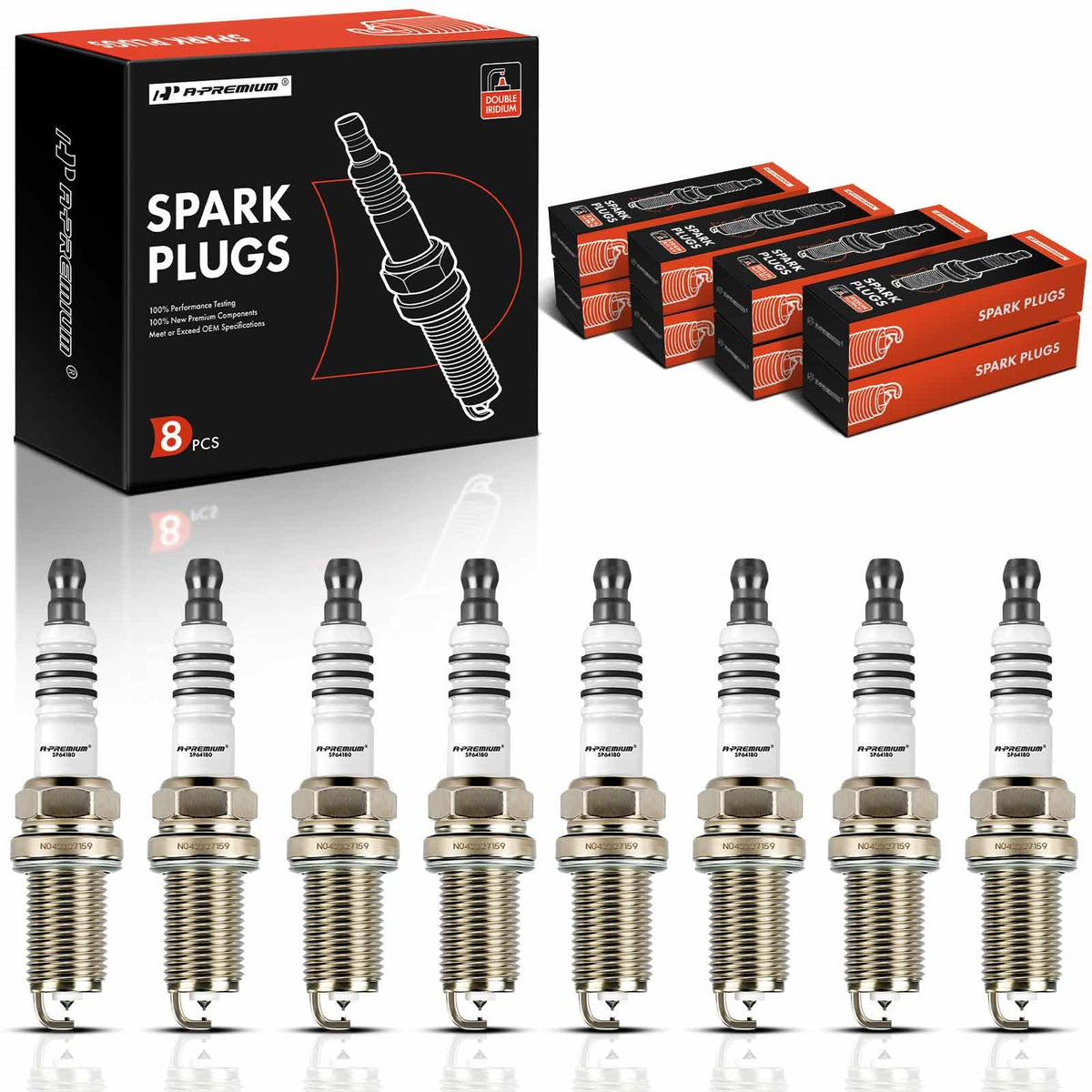 A-Premium Iridium Platinum Spark Plugs (Pack of 8) Compatible with Toyota Tundra & Volkswagen Passat & Land Rover Range Rover & BMW X5 & Audi A6 Quattro & Porsche Cayenne & Bentley Arnage