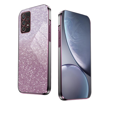 WBWONE Glitter Case for Samsung Galaxy A52 4G/A52 5G/A52s Case, Electroplated Edge, Flexible Protection, Shockproof Soft Cover Shell with Glitter Stickers - Pink