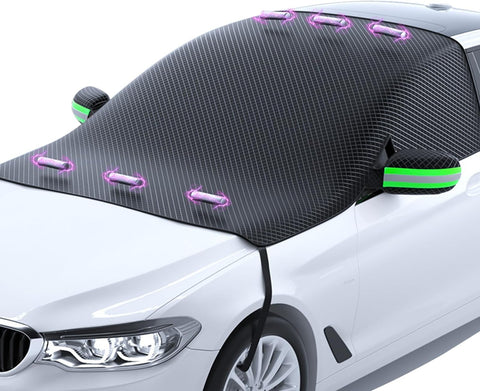 Car Windscreen Cover for VW ID.6 CROZZ, Ultra Thick Protective Windscreen Cover, Frost Guard Winter Windshield Cover with Two Mirror Covers,B Green