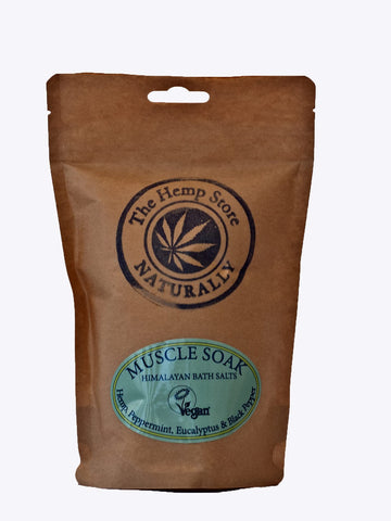 Himalayan Hemp Bath Salts - Muscle Soak (Hemp, Peppermint, Eucalyptus & Black Pepper) - 500g Pouch