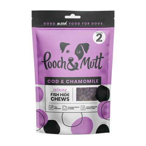 Pooch & Mutt - Calming Chew Treat, Long Lasting Fish Hide Chews for Calming, 76g (2 chews)