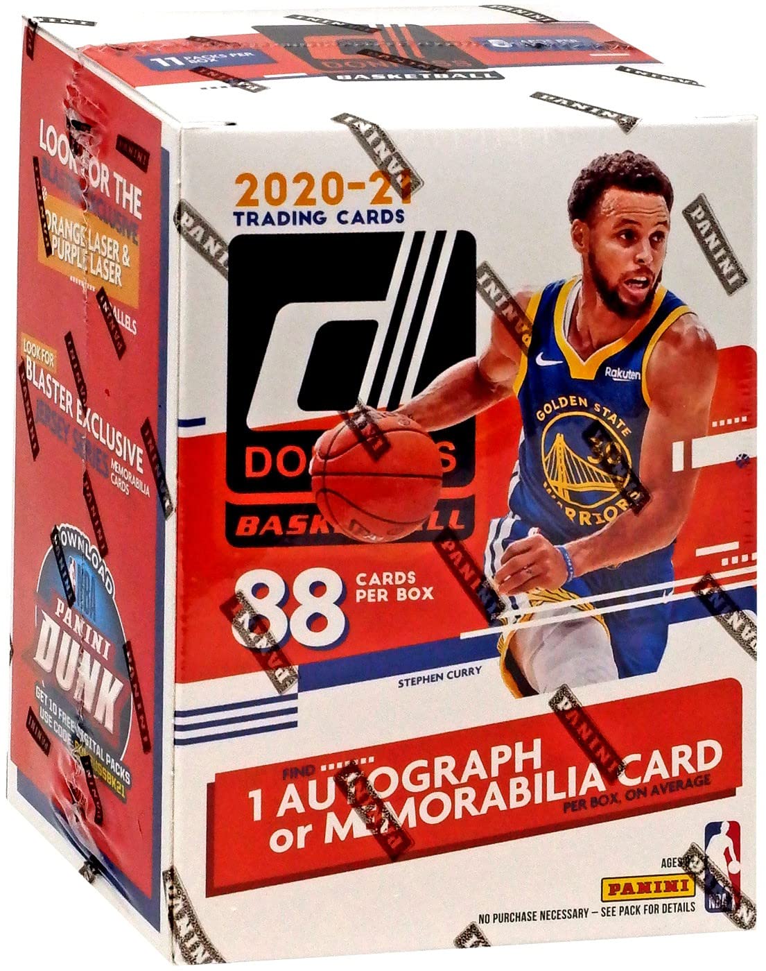 2020-21 Panini NBA Donruss Basketball Blaster Box - 11 Packs of 8-1 Auto or Memorabilia Card Per Box