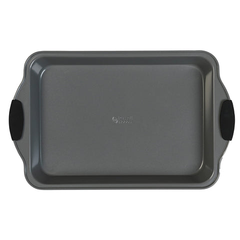 Russell Hobbs RH01969EU Roasting Tin - Non-Stick Oven Tray with Easy Grip Silicone Handles, Deep Baking Pan Roaster, Large Carbon Steel Ovenware, Roast Meat/Potatoes, Pearlised Collection, Grey, 40cm