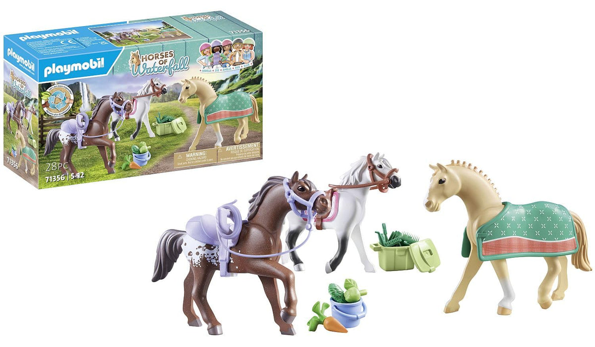 Playmobil Horses of Waterfall: Three Horses with Saddles
