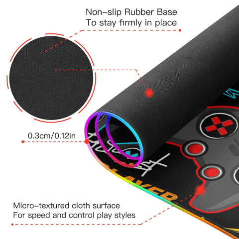 Game Player Wireless Charging Mouse Pad for Mobile Phone Extra Large Gaming Mousepad with 13 Lighting Modes Keyboard Mat for MacBook PC Laptop Desk Office Home Gaming