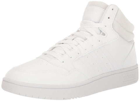 adidas Men's Hoops 3.0 Mid Sneaker, White/White/White, 9.5
