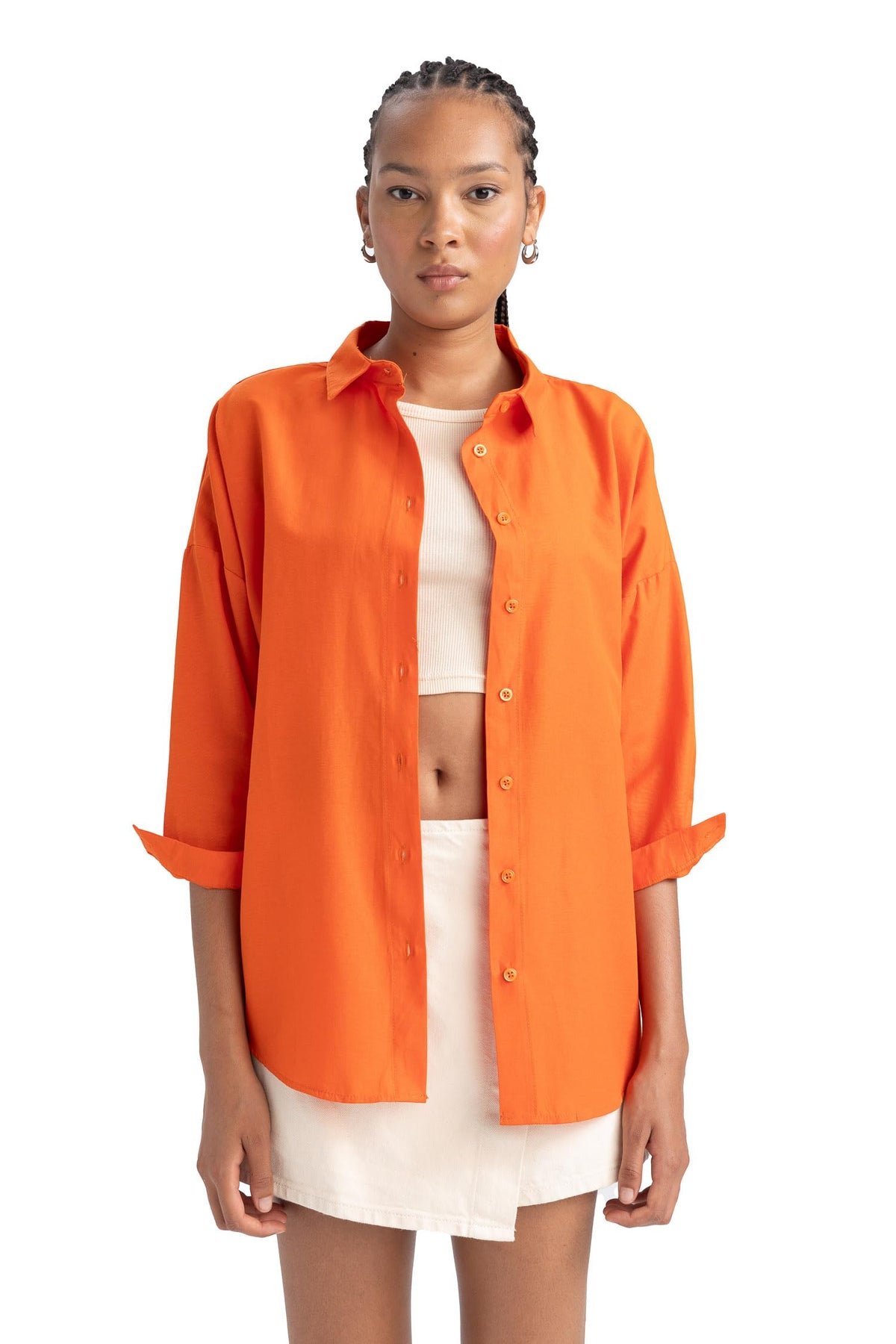 DeFacto Women's B0659ax Tunic Shirt, Orange, XS