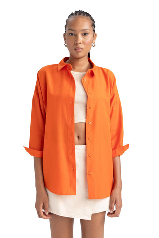 DeFacto Women's B0659ax Tunic Shirt, Orange, XS