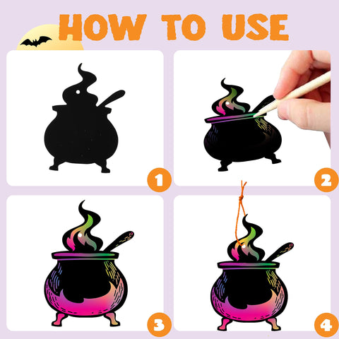 JOYIN 72 Pcs Halloween Crafts for Kids, Halloween Scratch with 18 Designs for Arts and Crafts, Activity Book, Trick-or-Treating, Halloween Party Favors, Halloween Event Party Supplies