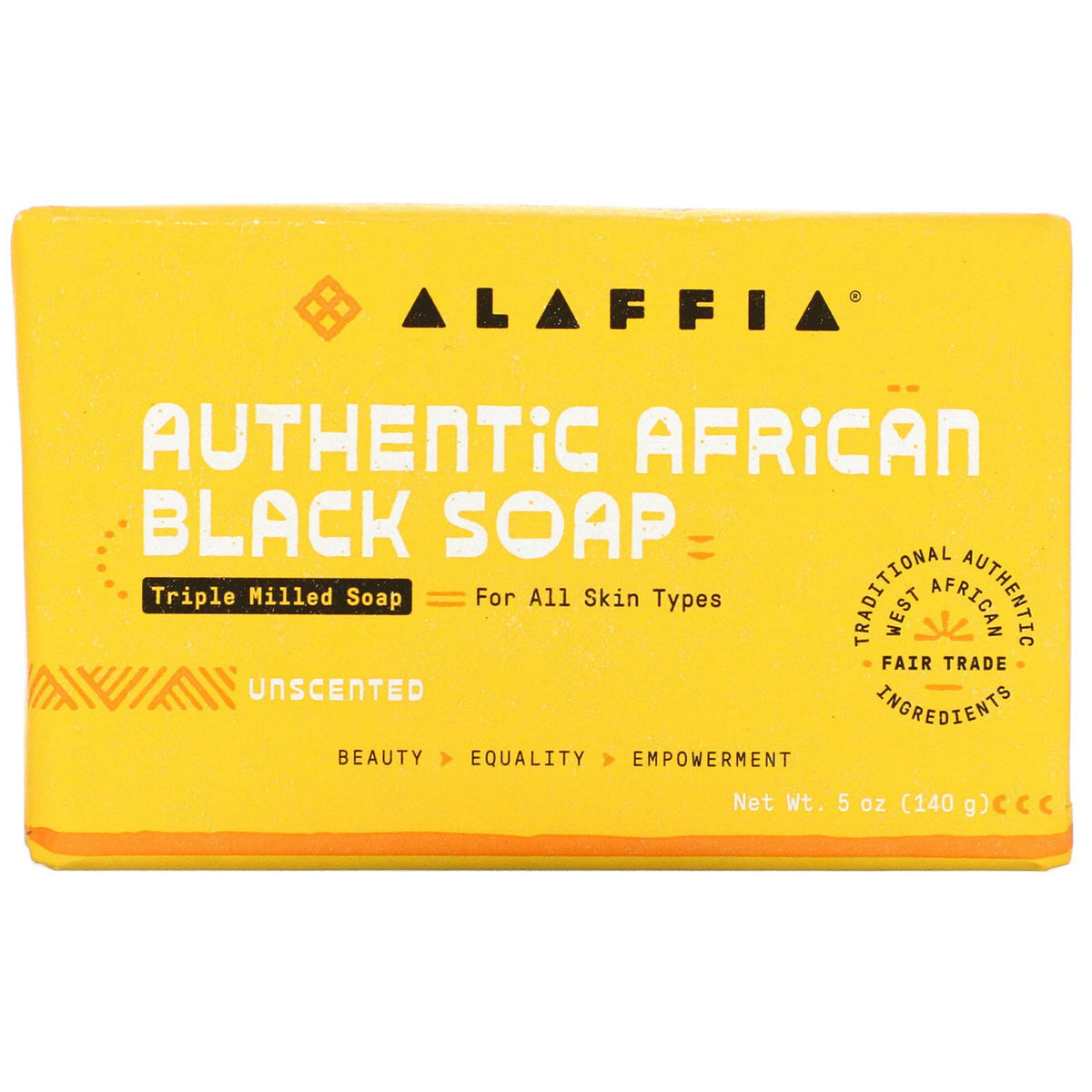 ALAFFIA Unscented Authentic African Black Soap, 5 OZ