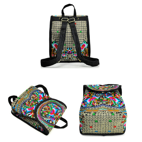 Vintage Embroidered for Women Backpack Ethnic Travel Handbag Shoulder Bag Money tree backpack for girl