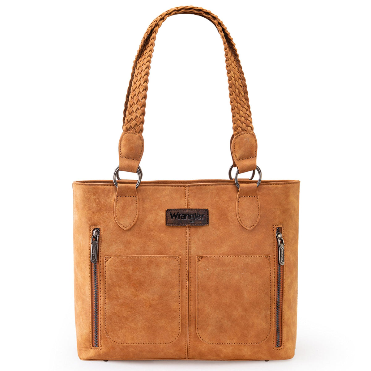 Wrangler Tote Bag for Women Multi Pockets shoulder bag western purse Medium leather like Handbags with Woven Top-Handle WG78-G8317TN