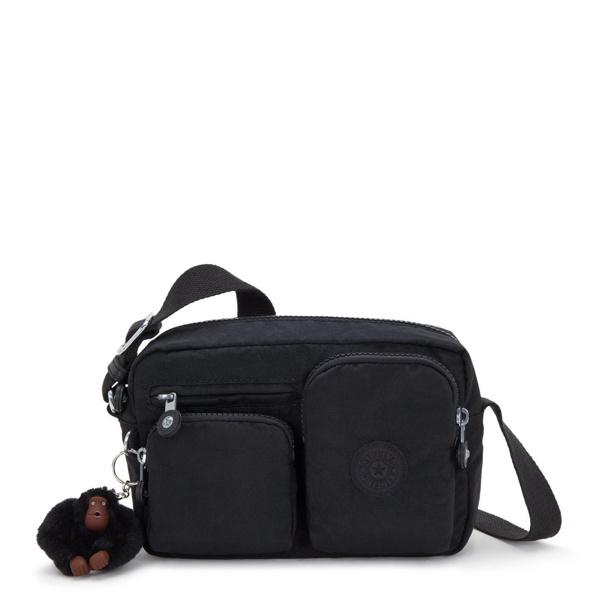 Kipling Women's Albena Cross Body, Black Tonal, 8.75''L x 6''H x 3.5''D