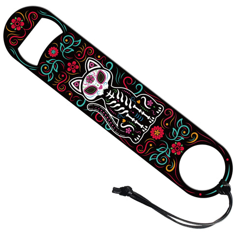 GLOBLELAND Cat Skeleton Bottle Opener Day Of the Death Beer Bottle Opener 7x1.5" Stainless Steel Bar Bottle Opener Bar Key for Bartender Flat Bottle Opener for Home Kitchen Bar Restaurant Club