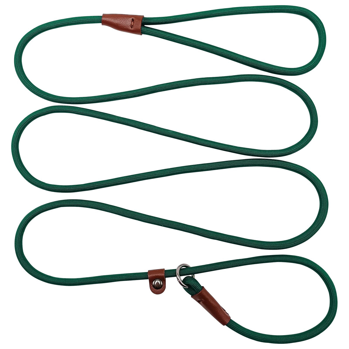 BTINESFUL 7FT Slip Lead Dog Leash, Strong Nylon Rope Leash, 1/4 inch Diam Dog Training Lead for Small Medium Large Dogs, Dark Green