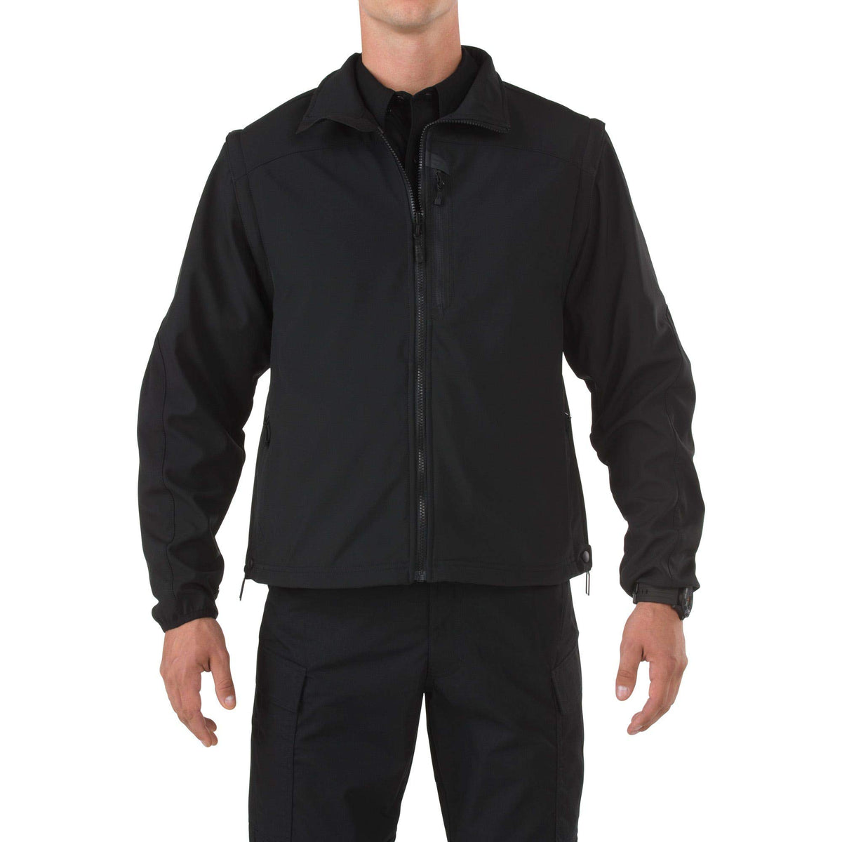 5.11 Tactical Men's Valiant Soft Shell Light Patrol Duty Jacket, Wind Resistant, Black, XS, Style 48167