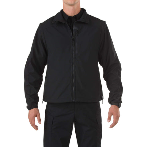 5.11 Tactical Men's Valiant Soft Shell Light Patrol Duty Jacket, Wind Resistant, Black, XS, Style 48167