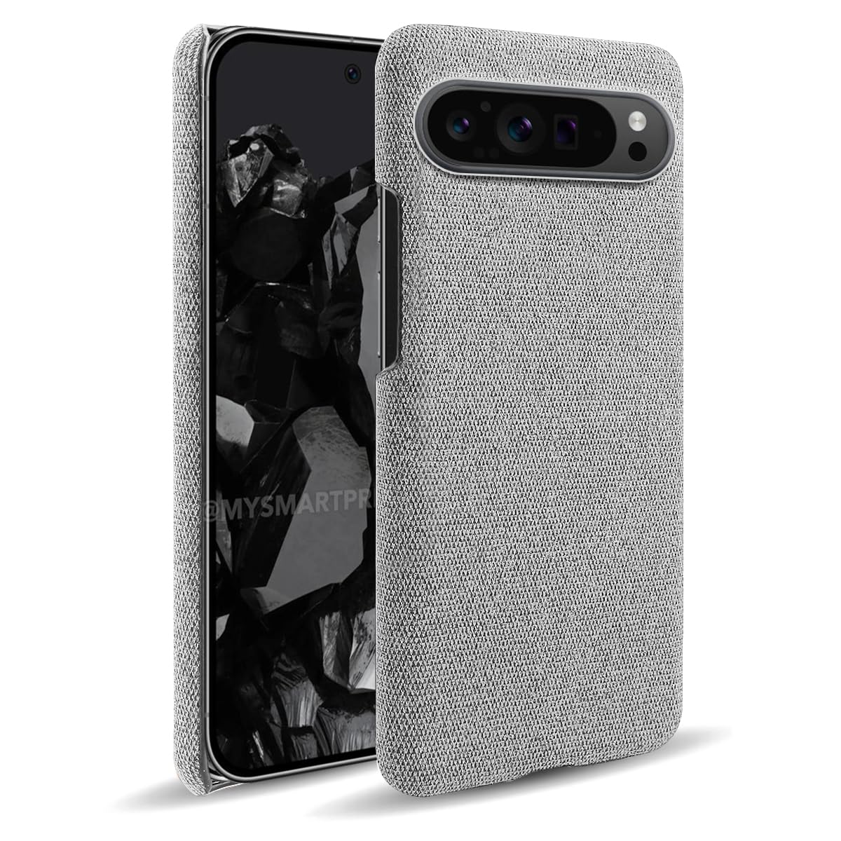 QINOUK Case for Google Pixel 9 Pro XL, [Anti-Scratch] Ultra-thin Protective Case, PU Cover, Cloth Texture Comfortable Warmth, for Google Pixel 9 Pro XL-Light grey