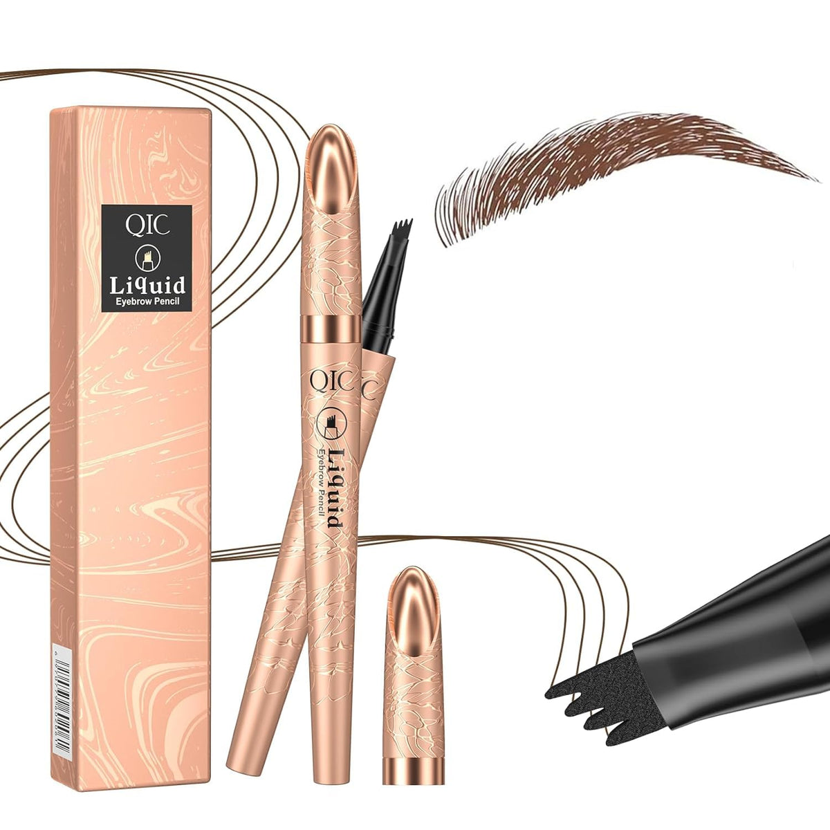 3D Microblading Eyebrow Tattoo Pencil 4 Fork Tip, 2024 Upgrade 3D Waterproof Eyebrow Pencil Microblading Eyebrow Pencil Natural Makeup Fine Stroke Eyebrow Pencil with Micro-Fork Tip?Dark Brown?