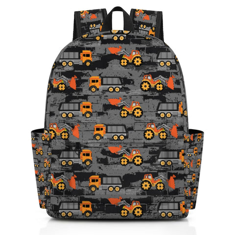 TULIMET Construction Machines Cars Truck Tractor Toddler Backpack for Boys Age 3-8, Mini Kids Backpack School Bookbag Preschool Kindergarten Travel Daycare Bag