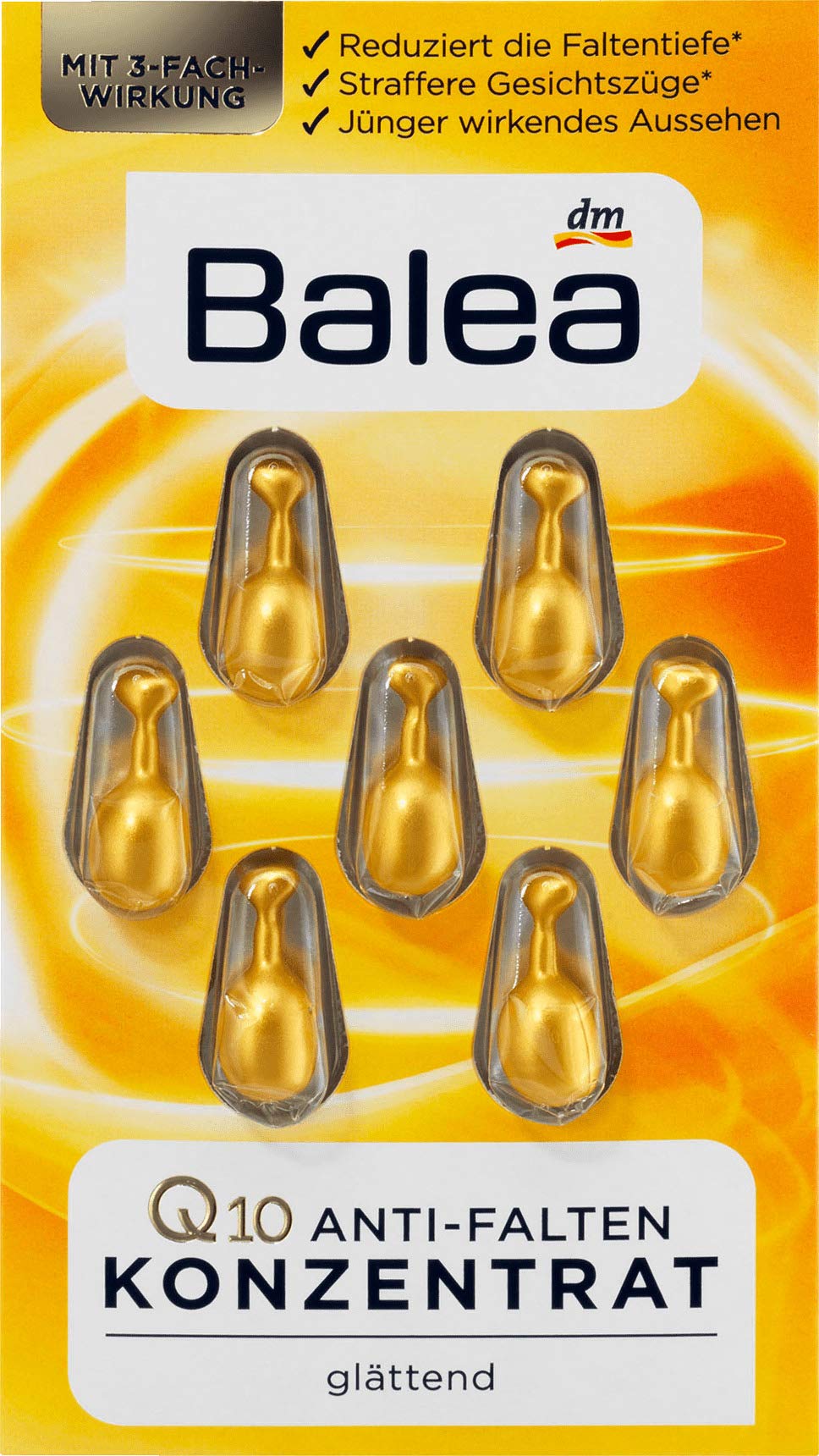 5packs x 7 pcs I 35 applications Balea Anti-Wrinkle Oil Concentrate with Q10, Vitamin E and Ginseng Extract/Germany