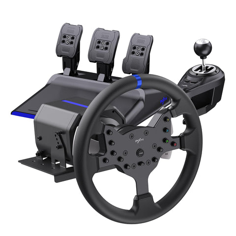 PXN V99 Steering Wheel PC, 3.2 Nm Force Feedback Steering Wheel and Pedals with Shifter, Gaming Steering Wheel for Xbox One, Xbox Series X/S, PC, PS4 with Formula-Racing Paddles, Hall-effect Pedal