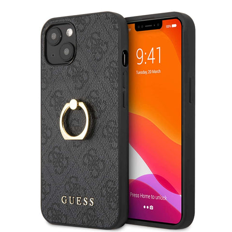 Guess GUHCP13M4GMRGR Case for iPhone13 6.1 Inch Grey 4G with Ring Stand