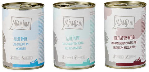 MjAMjAM - Premium Wet Food for Cats - Mix Package II - Chicken and Pumpkin, Turkey, Duck and Poultry, Pack of 6 (6 X 400 g), Grain-free with Extra Meat
