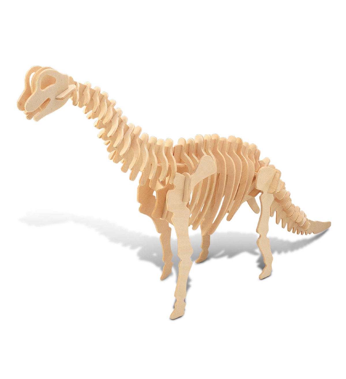 Puzzled 3D Puzzle Brachiosaurus Dinosaur Wood Craft Construction Model Kit Educational DIY Wooden Dino Toy Assemble Model Unfinished Crafting Hobby Puzzle 52pc Pack