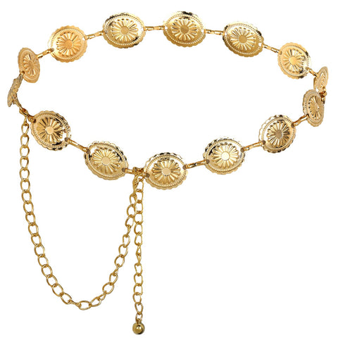 Trinkrittey Western Chain Belt for Women Cowgirl Waist Belt Antique Western Waist Belts Country Metal Belt Link Belt Adjustable Boho Waist Chain Country Concert Outfit for Dresses Jeans